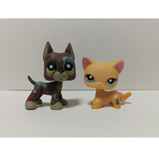 Littlest pet Shop ของเล่นฟิกเกอร์ รูปสุนัข และแมว LPS สําหรับเด็ก 2 ชิ้น ต่อล็อต