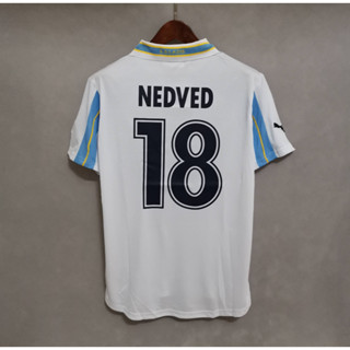 เสื้อกีฬาแขนสั้น ลายทีมชาติฟุตบอล Lazio NEDVED 99-00 คุณภาพสูง สไตล์เรโทร