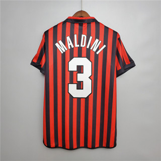 เสื้อยืด พิมพ์ลายฟุตบอล 99-00 AC Milan MALDINI คุณภาพสูง สไตล์เรโทร สําหรับผู้ชาย