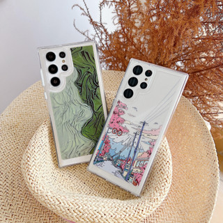 จิตรกรรม เมืองแห่งเทพนิยาย เคส Samsung Galaxy S23 Ultra S22 Ultra S22 S23 Plus A54 A34 A14 5G Case ใหม่ เปลือกอวกาศ ป้องกันสีเหลือง ป้องกันการหล่น โปร่งใส เคส