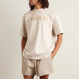 FOG FEAR OF GOD Main Line นิรันดร์ตัวอักษร Heavy ปอนด์ผ้าฝ้ายหลวมคอแขนสั้นเสื้อยืด