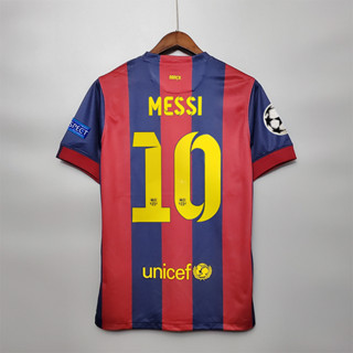 เสื้อกีฬาแขนสั้น ลายทีมชาติฟุตบอล Barcelona final MESSI Camiseta Personalizada ชุดเหย้า คุณภาพสูง 14-15 ชุดเหย้า