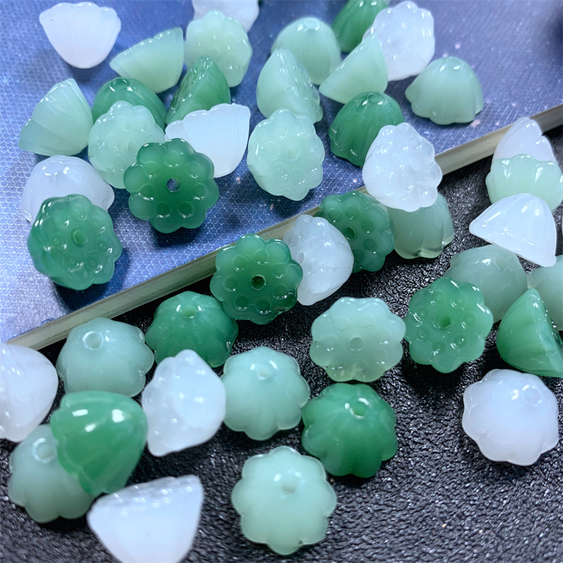 ใหม่ 20 ชิ้น/แพ็คแก้ว Lotus Seedpod หลวม Charm จี้ลูกปัดสําหรับ DIY เครื่องประดับ Handcraft ประมาณ 10x7 มม.1.5 มม. y1771