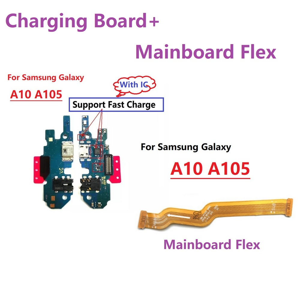 พร้อม IC USB Charger ชาร์จพอร์ต Dock Board Connector เมนบอร์ดหลัก Flex Cable สําหรับ Samsung Galaxy A10 A105 A105F
