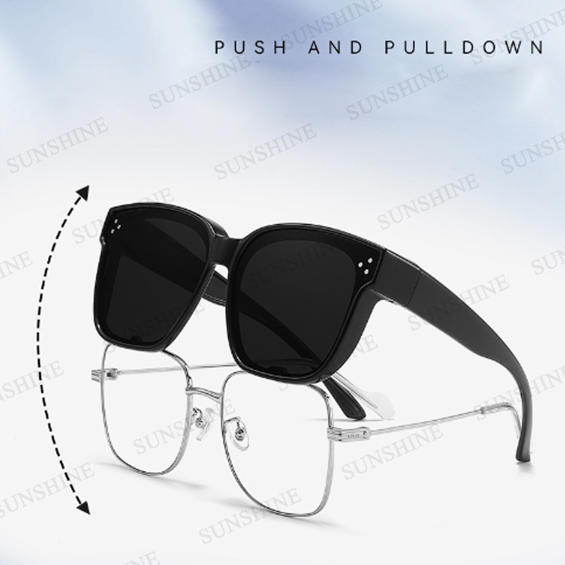 แว่นตากันแดด สายตาสั้น เลนส์โพลาไรซ์ ป้องกันแสง UV400 สําหรับผู้ชาย และผู้หญิง เหมาะกับการขับขี่ กลางแจ้ง / แว่นกันแดดครอบแว่นสายตาสั้น