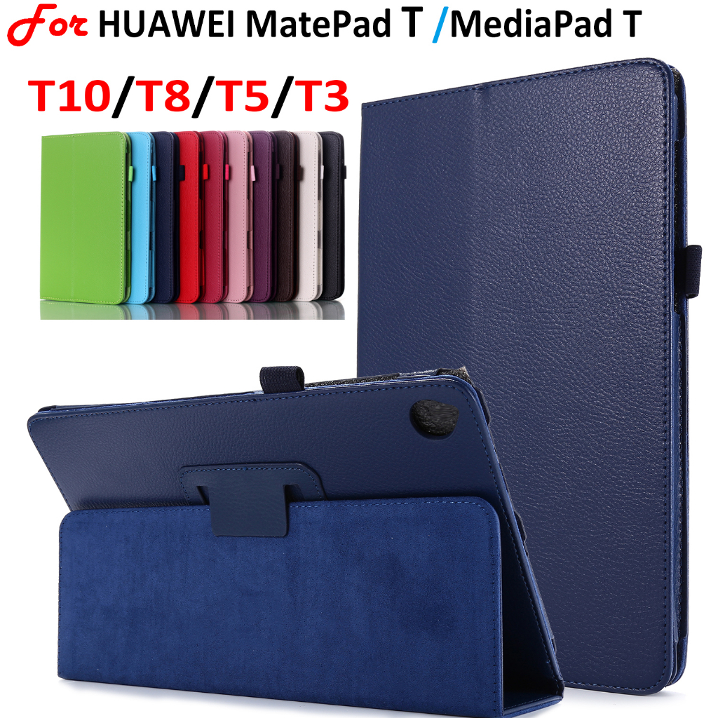 เคสแท็บเล็ตหนัง PU ฝาพับแม่เหล็ก น้ําหนักเบา พร้อมขาตั้ง สําหรับ Huawei MatePad T MediaPad T5 T10s 1
