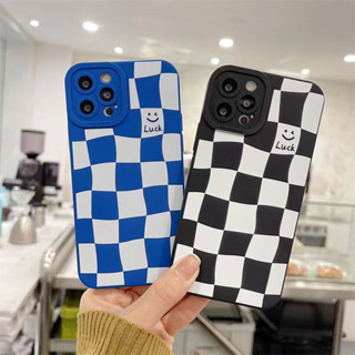 เคสโทรศัพท์ซิลิโคน TPU นิ่ม แบบใส กันกระแทก ลายตาราง สําหรับ IPhone 14 12 13 11 Pro Max X XS XR