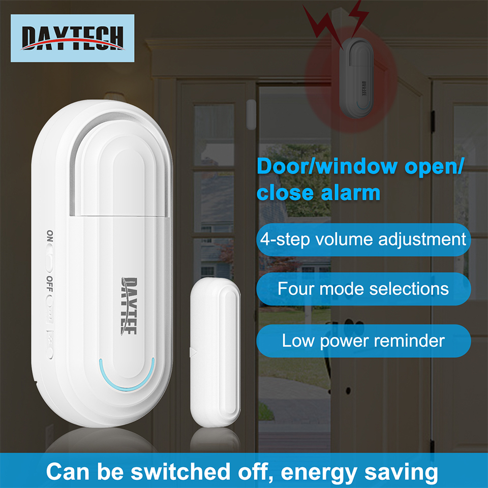 Daytech ประตูนาฬิกาปลุกหน้าต่างสําหรับ Home Security เด็กความปลอดภัย, ประตูเปิดนาฬิกาปลุก Contact 120 dB การแจ้งเตือน 5 โหมดคุณสมบัติ Burglar Anti-Theft สําหรับความปลอดภัยของเด็ก/บ้าน/สํานักงาน/DA08