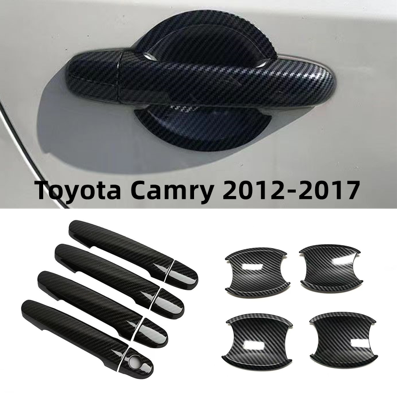 ฝาครอบมือจับประตูรถยนต์ คาร์บอน abs สําหรับ Toyota Camry 2012-2017