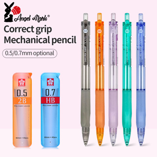 Angel Mark Sakura ดินสอกด 0.5 0.7 มม. พร้อมไส้ดินสอ สีดํา สําหรับนักเรียน โรงเรียน ปากกา เครื่องเขียน