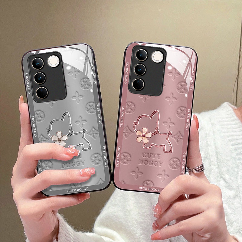 เคส Vivo V27 V29 V23 V25 5G เคส Vivo V27 V25 Pro V25E เคส กระจกเหลวหรูหรากันกระแทกและเคสโทรศัพท์กันก