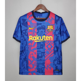 เสื้อกีฬาแขนสั้น ลายทีมฟุตบอล Barcelona 3rd 2021/22 ชุดเหย้า