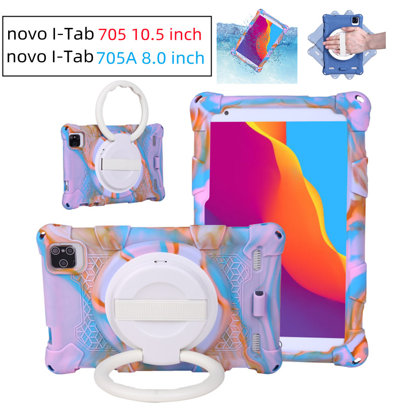 For Inovo I-Tab 705 10.5-inch Bubble Silicone Cover Case For Inovo I-Tab 705A 8.0-inch 360 Rotatable Stand Cover Heavy Duty Shockproof Kids Safe Tablet Cover