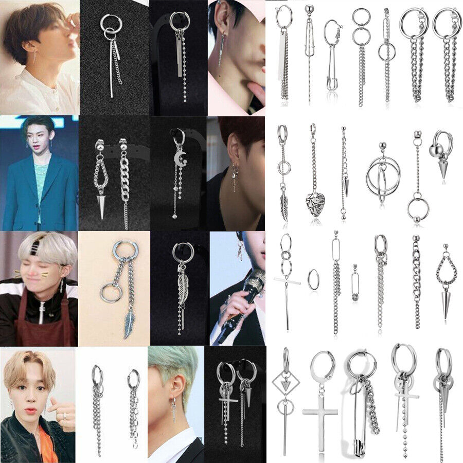 ขายดี เครื่องประดับแฟชั่น ต่างหูห่วงโซ่ห้อยระย้า สไตล์เกาหลี พังก์ สําหรับเด็กผู้ชาย 1 ชิ้น