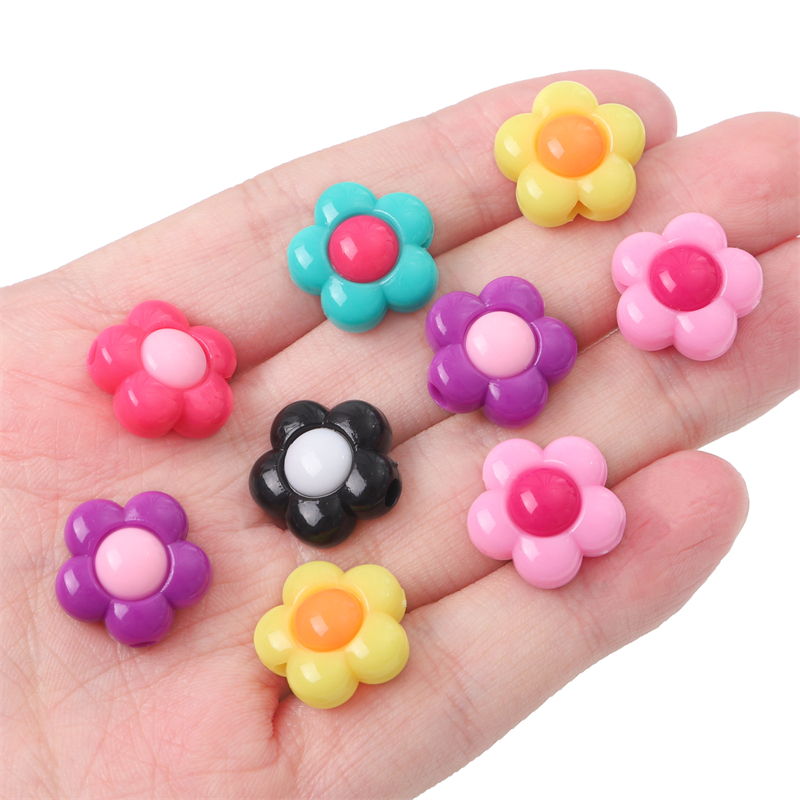 [16 มม.] สองสี จับคู่ ดอกทานตะวัน สีพื้น อะคริลิค ขนาดเล็ก ดอกไม้ DIY โซ่แว่นตา / โซ่แขวนโทรศัพท์มือถือ / วัสดุสร้อยข้อมือ