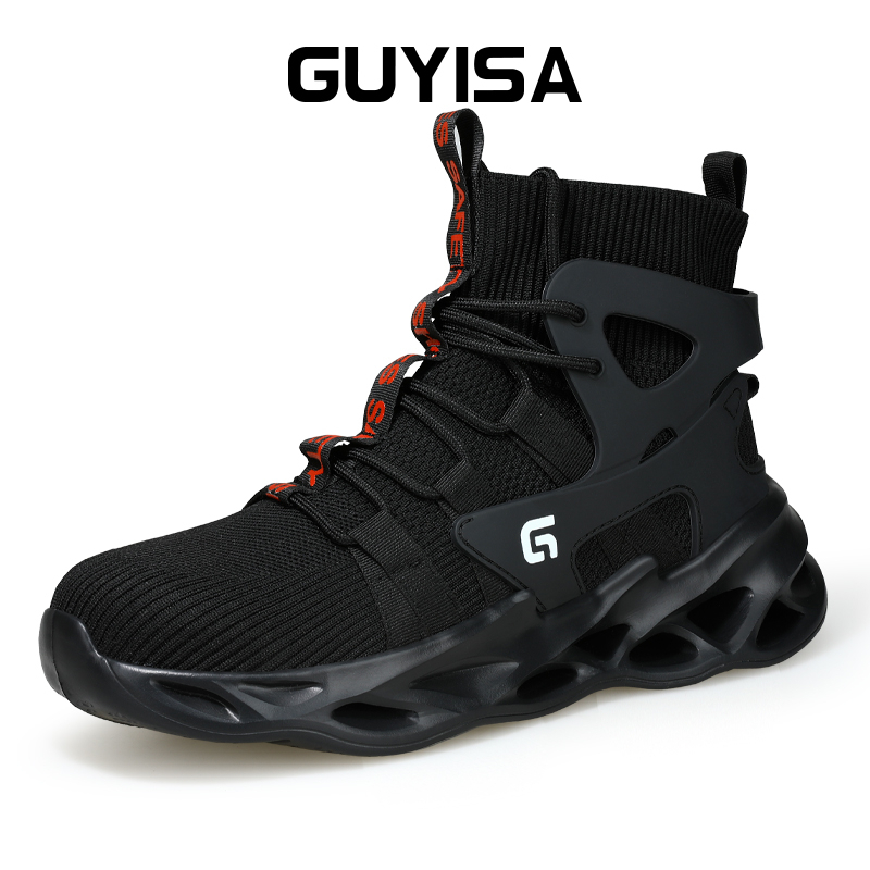 Guyisa รองเท้าบูท ระบายอากาศ หัวเหล็ก ป้องกันการกระแทก