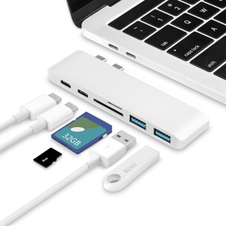 5in1 อะแดปเตอร์ฮับ USB C คู่ 3.0 Type-C เป็น PD SD TF USB C สําหรับ Microsoft Surface HP MacBook Pro13 14 16 Air M2 M1 2023 2022 2021