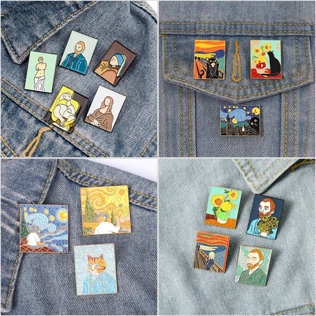 Creative Art ภาพวาดสีน้ํามันเคลือบ Pin Van Gogh Starry รูปที่ 7