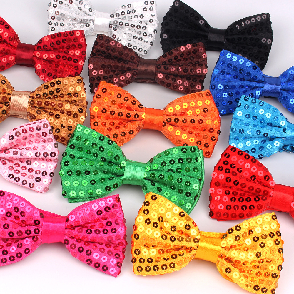 เลื่อม Bowtie Stage Performance Tie สําหรับผู้ชายผู้หญิงแฟชั่นทีม Dance Bow knot สีสัน Party เงา