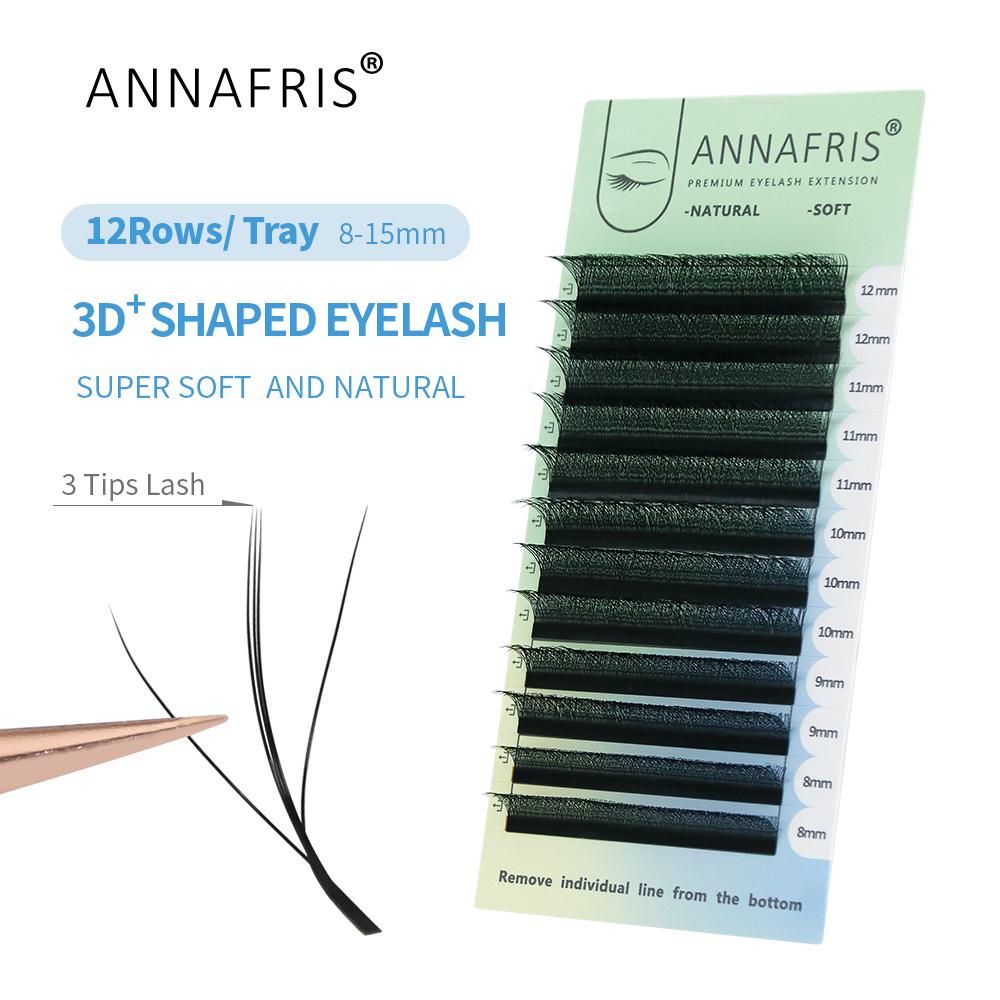 Annafris ขนตาปลอม 3D W สามแกน นุ่ม เป็นธรรมชาติ รูปตัว W 3D