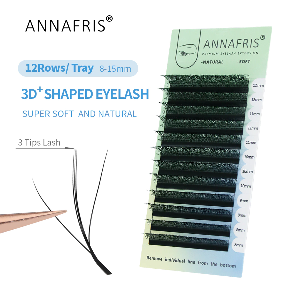 Annafris ขนตาปลอม 3D W สามแกน นุ่ม เป็นธรรมชาติ รูปตัว W 3D