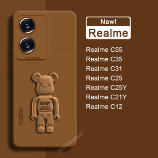 เคสโทรศัพท์มือถือ ซิลิโคนนิ่ม กันรอยกล้อง พร้อมขาตั้ง ของแท้ สําหรับ Realme C55 C12 C25 C21Y C25Y C31 C35