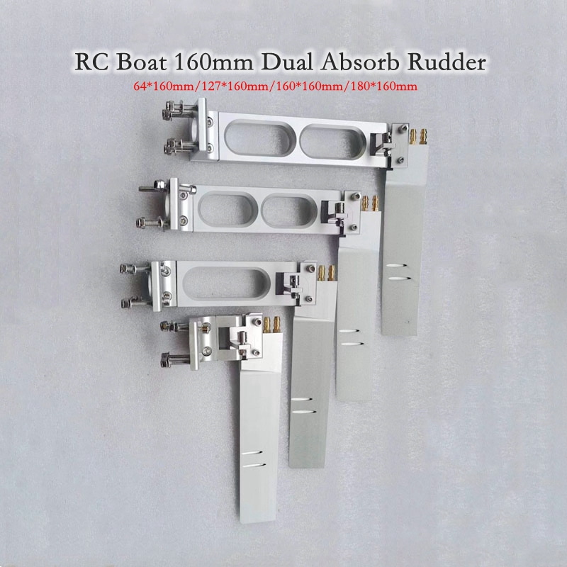 RC เรือ Rudder 160 มม.อลูมิเนียม Dual ดูดซับน้ํา Rudder สําหรับเครื่องยนต์ไร้แปรงเรือ
