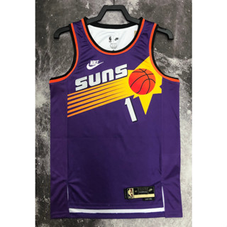 hot pressed 2023 nba Phoenix Suns No.1 Booker retro purple basketball jersey