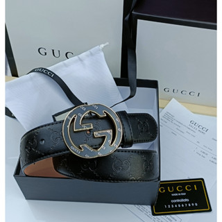 Gucci gg เข็มขัดหนังแท้ สไตล์คลาสสิก สําหรับผู้ชาย