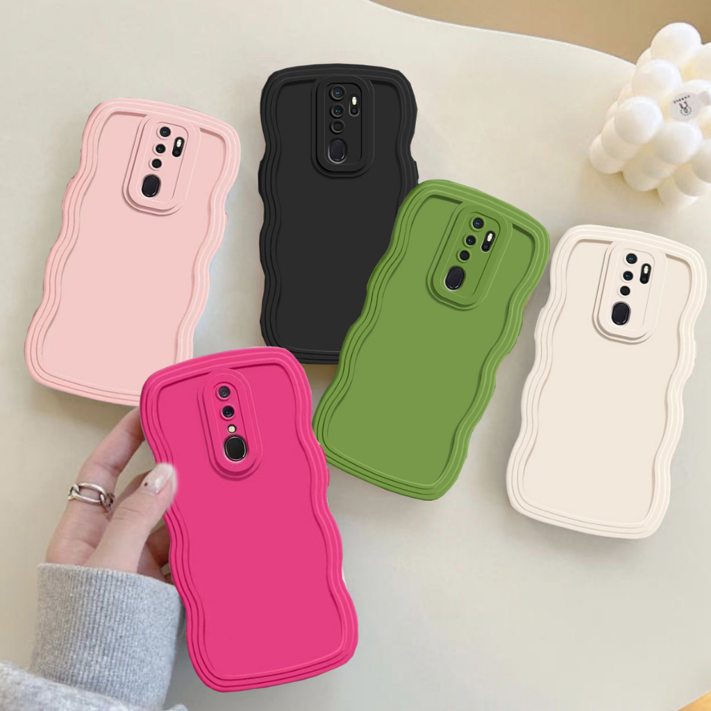 Oppo A9 A5 2020 Reno 2 2F F11 คลื่น กันชน สีลูกกวาด ป้องกันกล้อง บาง นิ่ม TPU เคส
