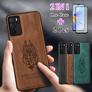 2 IN 1 เคสโทรศัพท์หนัง หรูหรา พร้อมฟิล์มกระจกนิรภัย โค้ง สําหรับ OPPO A16 A16S