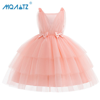 Mqatz ชุดเดรสเจ้าหญิง แต่งลูกไม้ สีชมพู สําหรับเด็กผู้หญิง อายุ 2-6 ปี L5331