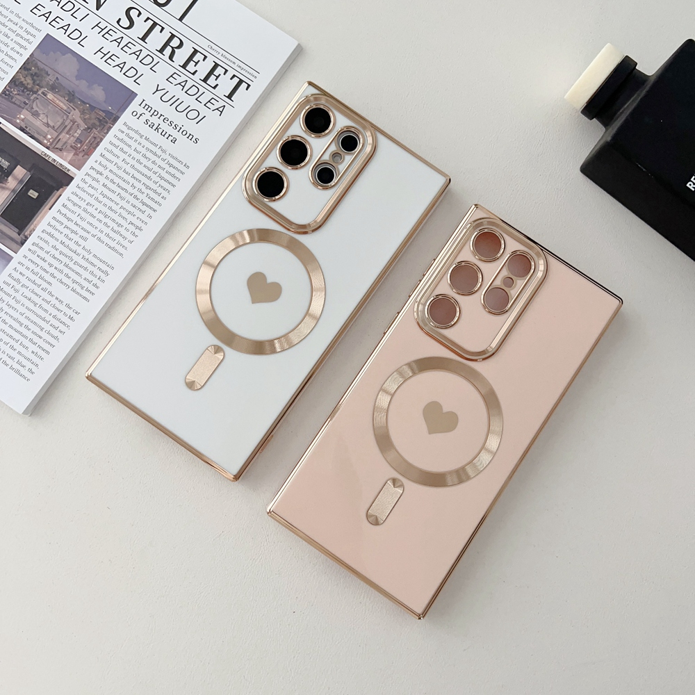 SAMSUNG ชุบรักรูปแบบแม่เหล็กอ่อนเคสโทรศัพท์สําหรับSamsung Galaxy S26 S23 S24 FE S21 S22 S25 Ultra S26 Plus Cover