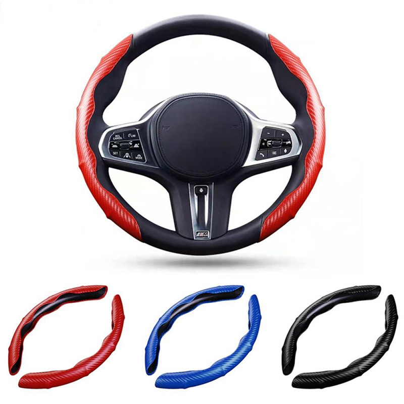 1pair Universal Carbon Fiber Reinforcing เคส สําหรับอุปกรณ์เสริมพวงมาลัยรถยนต์ การตกแต่งภายในกันลื่นอัตโนมัติ