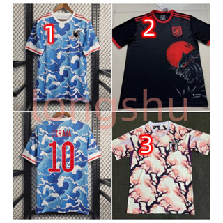 เสื้อกีฬาแขนสั้น ลายทีมชาติฟุตบอลญี่ปุ่น สีฟ้า ดํา 2023 2024 ไซซ์ S-XXL