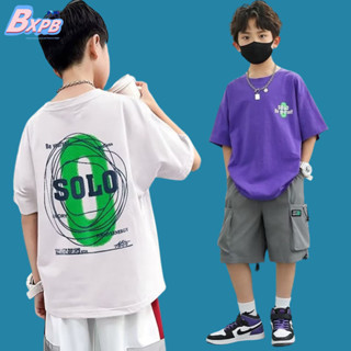 Bxpb เสื้อแขนสั้นลําลอง ผ้าฝ้าย พิมพ์ลาย ทรงหลวม คุณภาพสูง แฟชั่นฤดูร้อน สําหรับเด็ก ไซซ์ 120-170