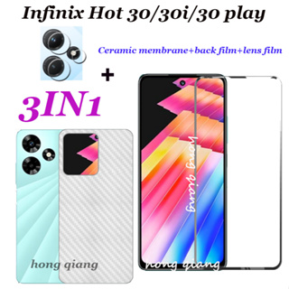 3 in 1 ฟิล์มกระจกนิรภัยกันรอยหน้าจอ และเลนส์กล้อง และฟิล์มด้านหลัง สําหรับ Infinix Hot 30 30i 30 Play 20 20play 20s 20 5G 11 Play