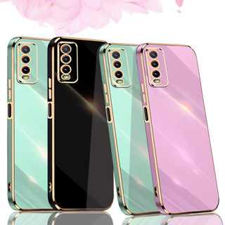 Vivo Y20 เคสนิ่ม หรูหรา สี่เหลี่ยม ชุบ ซิลิโคน TPU ที่มีสีสัน VivoY20 ป้องกัน เคสกันกระแทก