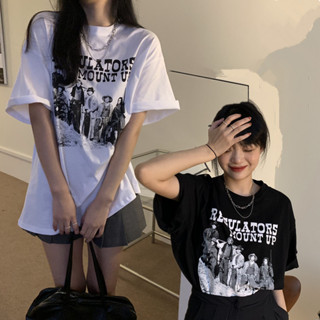 WANG JIAO ZHAN เสื้อยืดแขนสั้นแฟชั่นผู้หญิง Oversize เสื้อผ้าน่ารักเกาหลี ลายการ์ตูน เสื้อโอเวอร์ไซส์สีขาว เสื้อยืดนิ่ม ไซตใหญ่ XXL