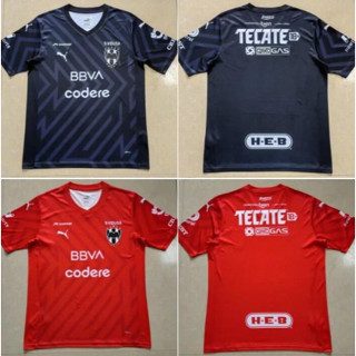 เสื้อกีฬาแขนสั้น ลายทีมชาติฟุตบอล Mexican League Monterey Rayados สีแดง ดํา ไซซ์ S-3XL 23-24