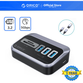 Orico ฮับ USB C เป็นการ์ดรีดเดอร์ SD 3 พอร์ต USB 3.2 GEN 1 ฮับ พร้อมพอร์ตพาวเวอร์ซัพพลาย 5V 2A Type C สําหรับ PC แล็ปท็อป M1 Mac Mini iMac MacBook