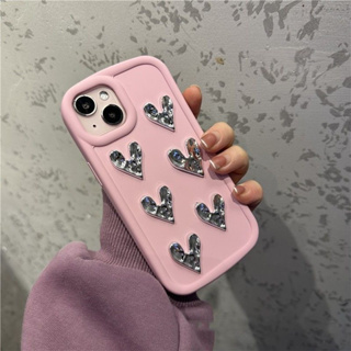 เคสโทรศัพท์มือถือแบบนิ่ม ลายหัวใจ สีชมพู 3d diy สําหรับ Iphone 14 14 Pro 14 Pro Max 11 12 promax 13 Pro Max