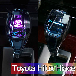 Toyota honda Hilux revo hiace commuter ลูกบิดเกียร์ LED คริสตัล มงกุฎ 5d เพชร 7 สี LED หัวเกียร์สัมผัส