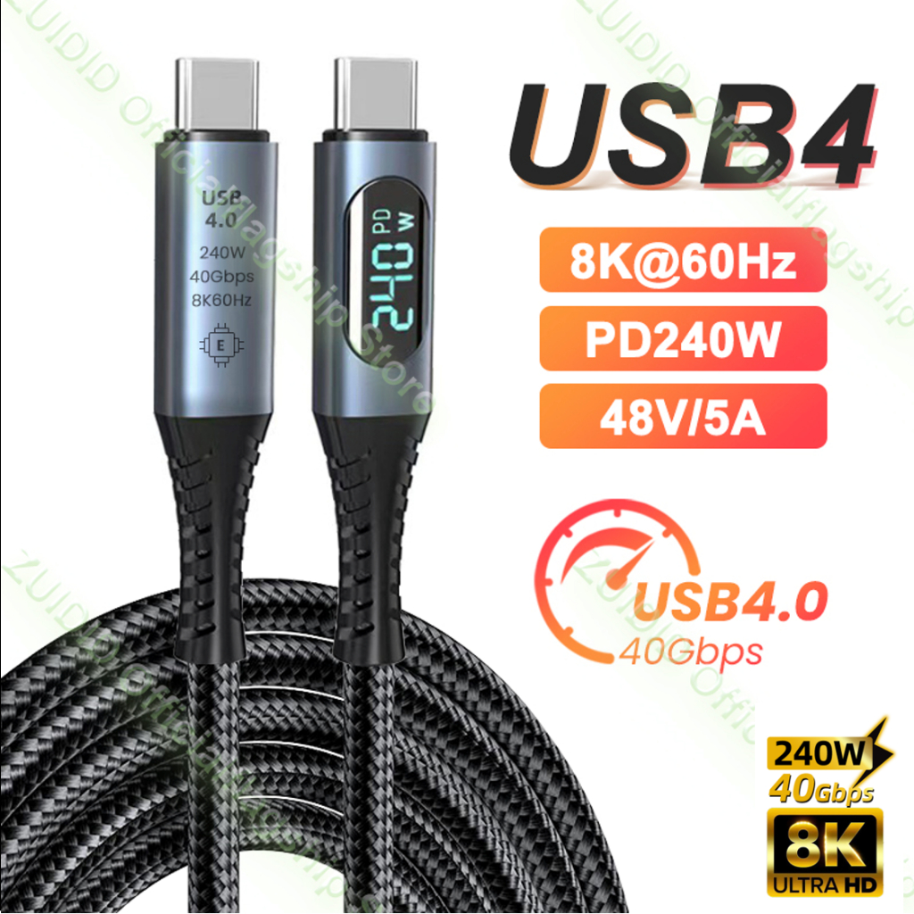 สายชาร์จ Type C เป็น C USB4.0 40Gbps PD3.1 240W 8K@60Hz สําหรับ PS5 Nintendo Switch Galaxy S22 MacBo