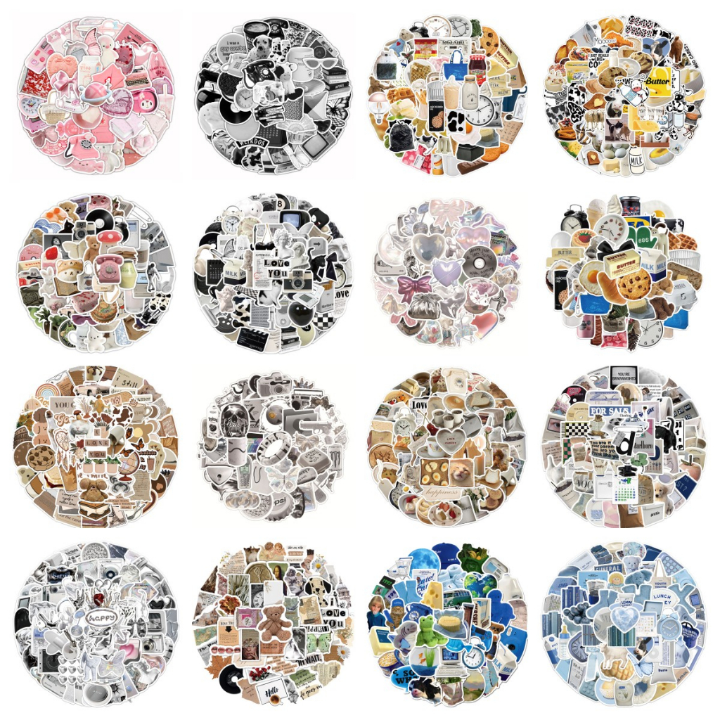 【Ins Style Collection】สติกเกอร์ กันน้ํา สีเงิน ชมพู ดํา ฟ้า 26 แบบ สําหรับ Ipad แล็ปท็อป หมวกกันน็อค โน้ตบุ๊ก