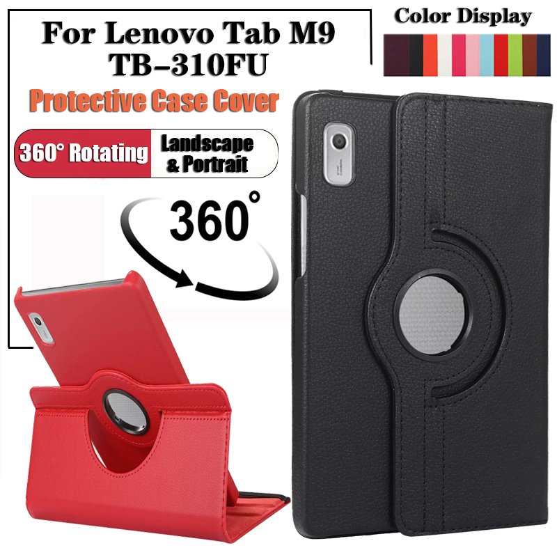 เคสแท็บเล็ตแฟชั่น ป้องกันรอย สําหรับ Lenovo Tab M9 (2022) 9.0 นิ้ว TB-310FU 360° เคสหนัง PU แบบหมุนได้ สําหรับ Folio Flip