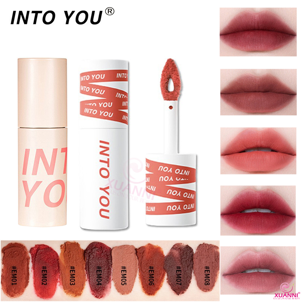 ของแท้ดั้งเดิม INTO YOU Lip Mud Heroine Water Mirror Lip Glaze Lip Gloss Matte Lipstick