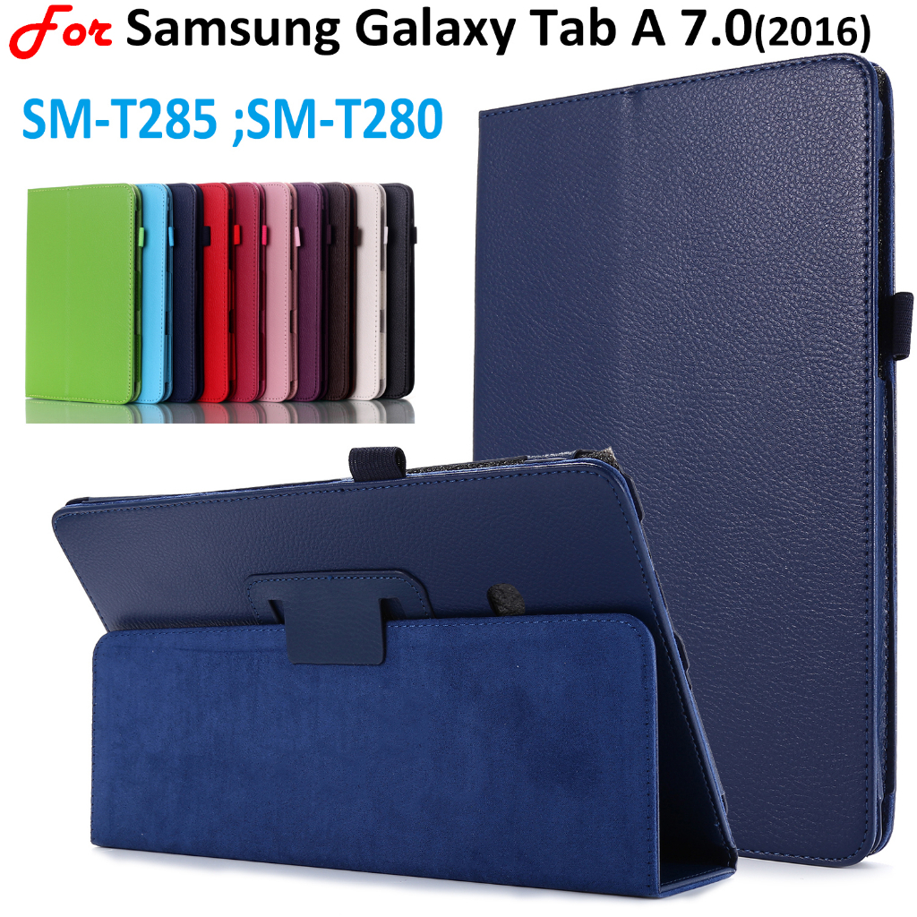 เคสหนัง PU ฝาพับแม่เหล็ก น้ําหนักเบา สําหรับ Samsung Galaxy Tab A 7.0 (2016) T280 T285 Galaxy Tab J Max SM-T285 SM-T280 SM-T285YD