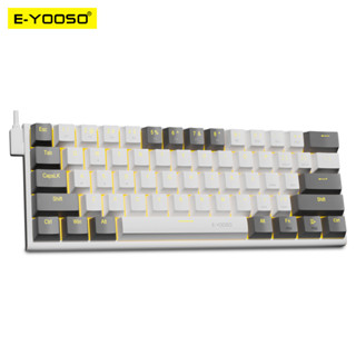 E-yooso Z11 คีย์บอร์ด 60% Mini USB 61 คีย์ สีฟ้า สีแดง สําหรับเล่นเกม เหมาะสําหรับการเดินทาง