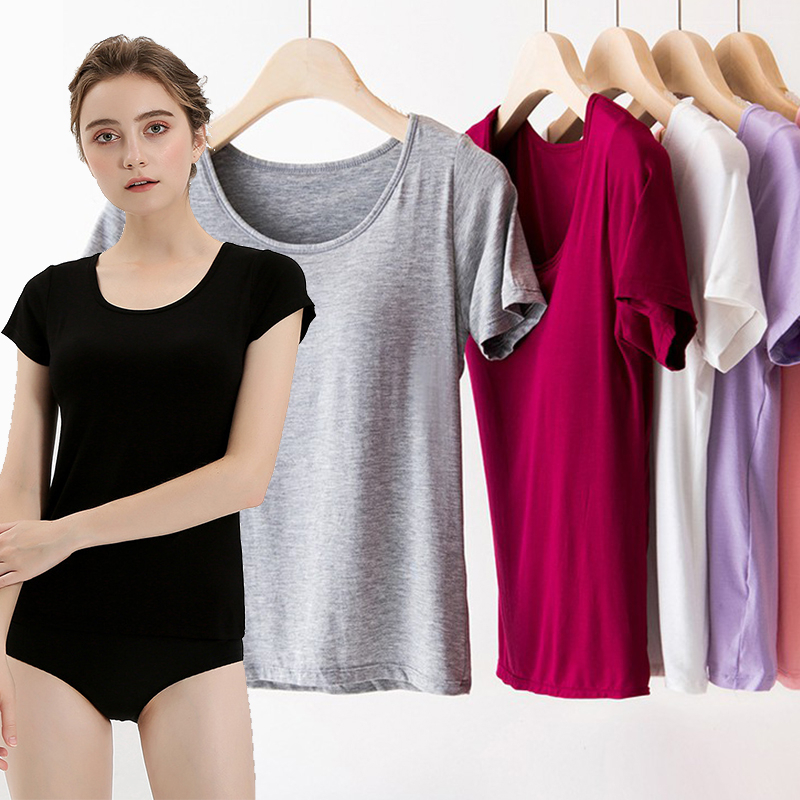 M-3XL เสื้อยืด เสริมฟองน้ำ สำหรับผู้หญิง